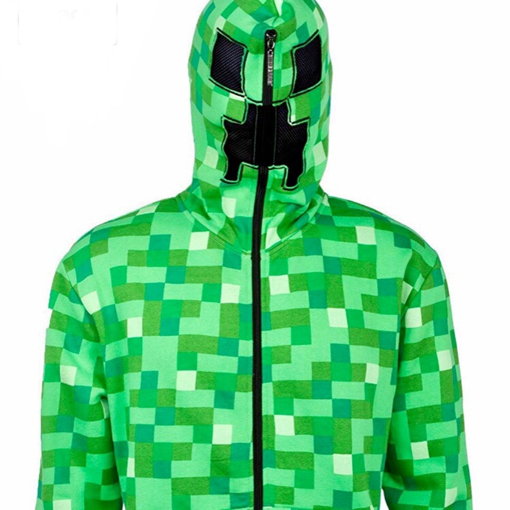 Minecraft Creeper Zip-up Hoodie Green